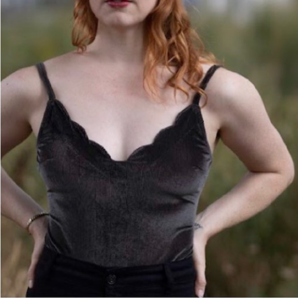 Urbn outfitters scalloped thong bodysuit
